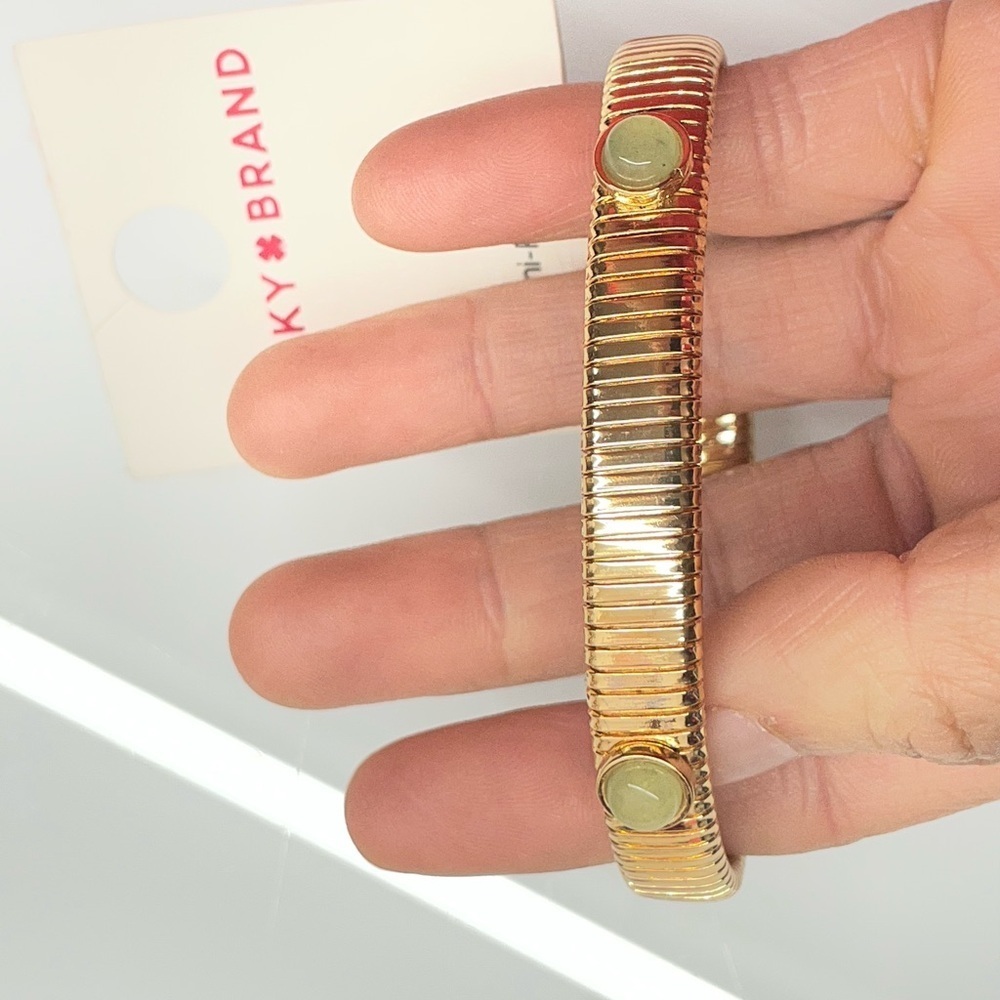 Lucky Brand gold-tone semi-precious cuff bracelet with a snake-chain design - Picture 3 of 6